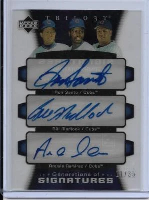 Trilogy Ron Santo Bill Madlock Aramis Ramírez 2005 automático #D11/35 Chicago Cubs Foto 1 de 2