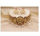 22k Gold Plated Jhumka Earrings Indian Bollywood Choker Necklace Bridal Jewelry