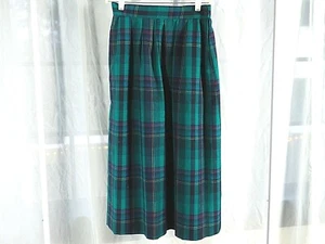 VTG 90s Miss Pendleton 100% Pure Virgin Wool Teal Tartan Long Pleats Skirt 8 EUC - Picture 1 of 7