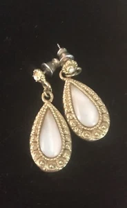 Goldtone Opalessence Drop Pierced Post Earrings - Gift Boxed! - Picture 1 of 4