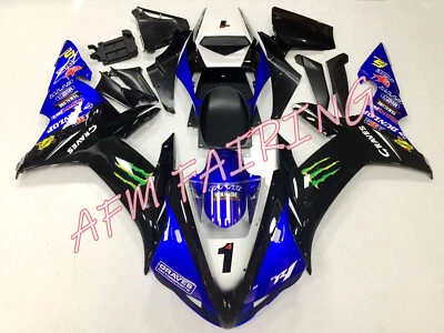 Black Blue ABS Injection Mold Bodywork Fairing Kit Panels for YZF R1 2002 2003 - Image 1 of 4