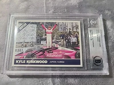 Pegatina firmada por Kyle Kirkwood en tarjeta 1/1 rara Beckett Indycar BAS  Foto 1 de 4