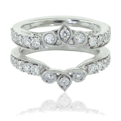 Anillo de compromiso estilo antiguo borde milgrain diamante chaqueta abrigo protector 1,15 quilates Foto 1 de 3