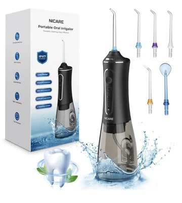 Cordless Rechargeable Water Dental Flosser Oral Irrigator with 5 Modes & 5 Tips - Image 1 of 4