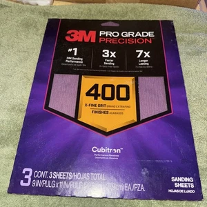 3M Pro Grade Precision 9 In. x 11 In. 400 Grit Sandpaper Sheet with No-Slip Grip - Picture 1 of 2