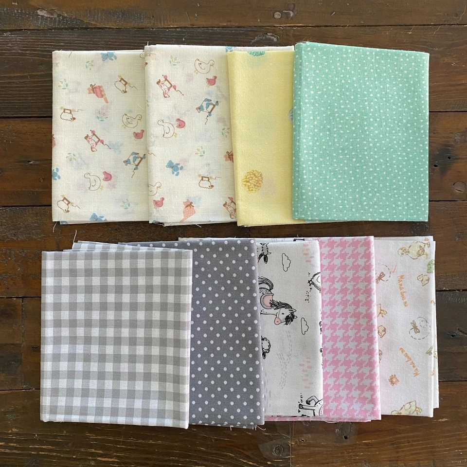 Vintage Baby Fat Quarters Pastel Cotton Fabric for Quilt, Sew Projects | 9 cuts - image 1 of 1