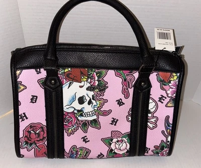 Nuevo con etiquetas Bolso Bandolera Ed Hardy Rosa Cartera Calavera Corazón Rosas Huesos Cruzados Foto 1 de 4