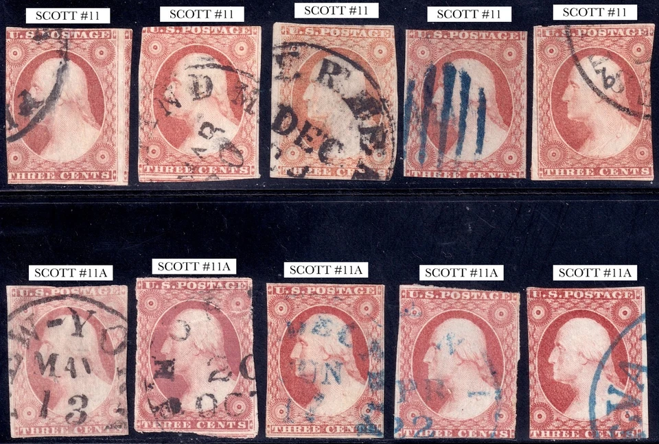 5-SCOTT #11 y 5-SCOTT #11A 3c WASHINGTON, DIFERENTES TONOS: LOTE 103 Foto 1 de 1