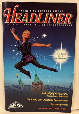 Cathy Rigby "PETER PAN" Radio City Music Hall 2005 Programa de Nueva York Cabezal Foto 1 de 4