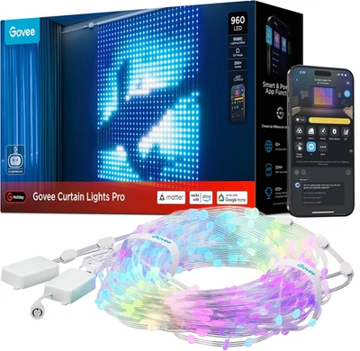 Luces de cortina Pro, mejoradas 960 Leds inteligentes que cambian de color luces de cortina LED con Foto 1 de 4