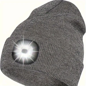 Bright Rechargeable 2Pcs LED Knitted Hat With Lights for Outdoor Activities USA - Picture 1 of 13