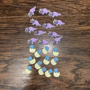 Set Of 24 Dinosaur Croc Shoe Charms, Purple Dino & Baby Dino w/ Egg, NEW - Picture 1 of 3