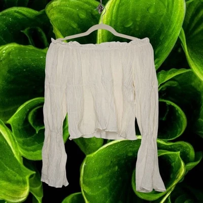 NWT Vintage y2k Younique Off Shoulder Tiered Bell Sleeves Fairy Whimsy Shirt - Изображение 1 из 4