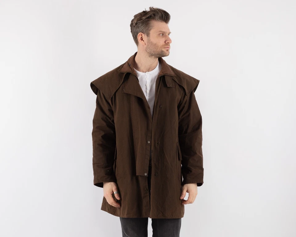 DRIZA-BONE Años 90 De Colección Gabardina Plumero Chaqueta Talla L L L Lona Encerada Piel al Óleo Foto 1 de 4