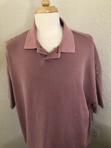 No Boundaries NEW Men's LARGE Oversize French Terry Polo Shirt SALMON PINK. - Picture 1 of 24