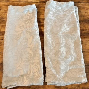 Light Gray Silver Damask 2 King Size Pillow Shams Country Cottage Farmhouse- - Picture 1 of 4