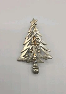 Vintage MJ Silberfarbene Weihnachtsbaum Anstecknadel Brosche Anhänger Vintage - Bild 1 von 4