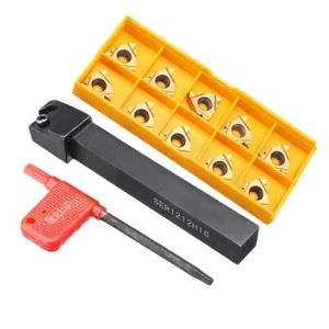 12mm SER1212H16 Lathe Turning Tool Holder+10p 16ER AG60 Threading Carbide Insert - Picture 1 of 10