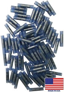 (500) 16-14 Gauge Blue Nylon Insulated Butt Splice Connector Wire Crimp Terminal