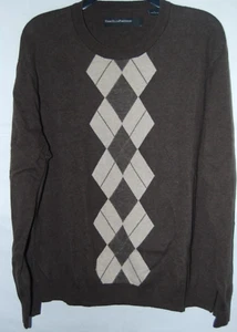 PERRY ELLIS PORTFOLIO Mens Argyle Sweater Long Sleeve Round Neck Brown Size L - Picture 1 of 5