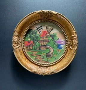 Ornate Framed Tapestry, Hand Embroidered ,Golden Frame, French Decor Vintageš„ - Picture 1 of 12