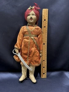 Antique Maharaja Doll From India Khilowna Brand 11 1/2" Traditional Clothing - Picture 1 of 5