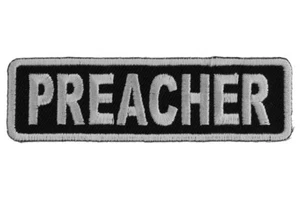 PREACHER EMBROIDERED 1 X 3 1/2 IRON ON PATCH **FREE SHIPPING** - Picture 1 of 1