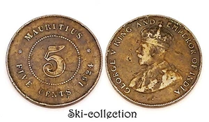 5 Cents 1924, Mauritius. British Empire. George V. Bronze - Picture 1 of 1