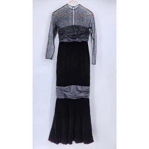 Vintage Carolyne Roehm Black Sheer Goth 80's Mermaid Size XS Maxi Dress - Picture 1 of 6