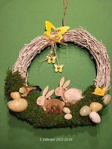 ❤️ Türkranz Moosbild Osterkranz  Moos Deko zu Ostern Osterhasen Innendekoration - Bild 1 von 6