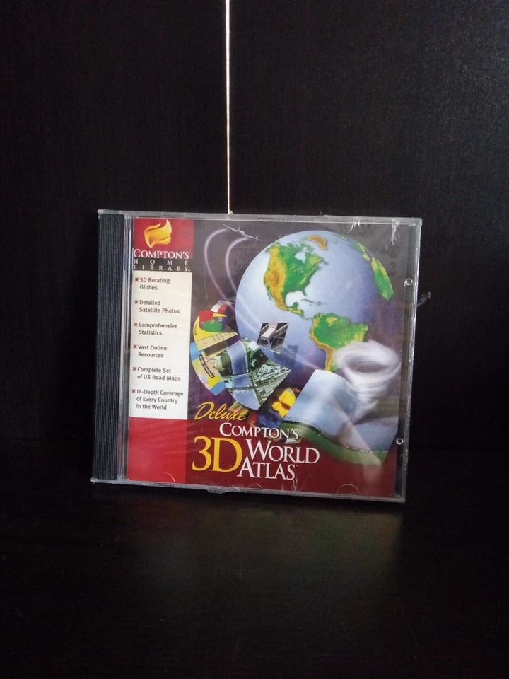 Deluxe COMPTON'S 3D WORLD ATLAS Windows 95 NEW Sealed ~ Trl8#35 - Image 1 of 2