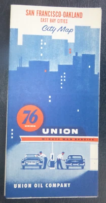 1956 San Francisco East Bay  Oakland California street road map Union 76 oil gas - Image 1 of 4