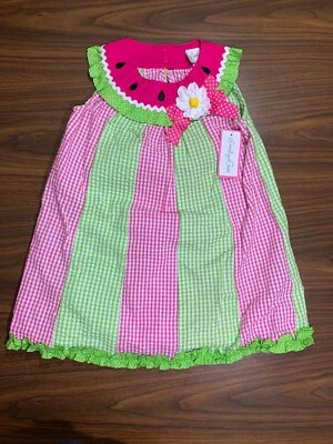 Nuevo Vestido Niñas Emily Rose Sol 3T Guinga Rosa y Verde Sandía Sin Mangas Foto 1 de 4