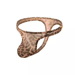 Men String Thong Sexy See Through Underwear Underpants T-back Leopard Ultra Thin - Picture 1 of 24