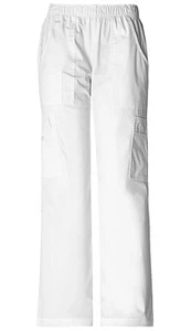 Scrubs Cherokee Workwear Petite Mid Rise Cargo Pant 4005P WHTW White - Picture 1 of 5