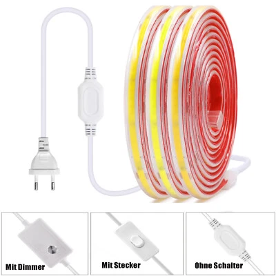 COB Striscia LED Adesiva 220V 240LED/m Impermeabile IP67 Strisce Interno Esterno - Immagine 1 di 4