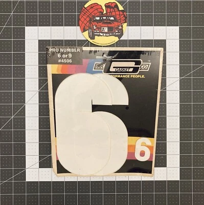 MR GASKET 4506 #6 White Pro Racing Number VINTAGE 70s HTF Day 2 Drag Kustom B11 Foto 1 de 2
