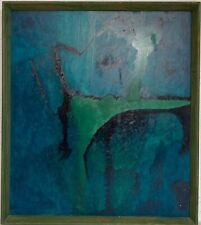 Ölbild Abstrakte Kunst Blau Grün Dänemark 1992 Rosen signiert