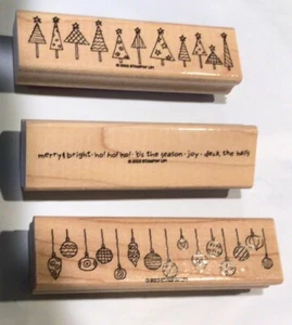 JUEGO DE 3 SELLOS DE GOMA LOCO PARA ÁRBOLES DE NAVIDAD ADORNOS HO HO HO HO HO 2003 - Imagen 1 de 7