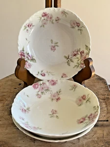 Haviland Schleiger 39F Ranson Pink Roses Fruit Dessert Sauce 5 5/8" Bowls Set - Picture 1 of 7