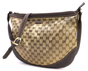 Gucci Crossbody Bag Shoulder Bag Purse GG Canvas Leather 272380 Brown Authentic - Picture 1 of 24