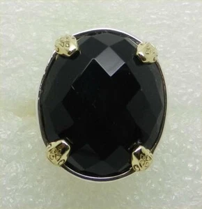 KONSTANTINO STERLING SILVER 18K YELLOW GOLD ONYX SNAKES RING SIZE 6 - LB-C2452 - Picture 1 of 10