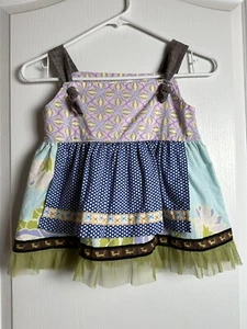 Matilda Jane Hammond Bay Purple Floral Polka Dot Dog Skye Knot Top Sz 6 - Picture 1 of 11