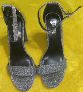Brash Silver Glitter Heels Size 6.5 Perfects For Holidays Christmas Or Party New