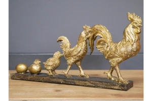 Chicken Evolution Antique Gold Tabletop Ornament Decoration Gift - Picture 1 of 4
