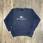 Champion Sweatshirt Vintage Pull Over Spellout Y2k Sports Jumper, Navy, Mens Xl