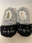 Fuzzy Babba Womens Slippers Black Cat Soft Grippers Non Slip Osfm Size 7   75