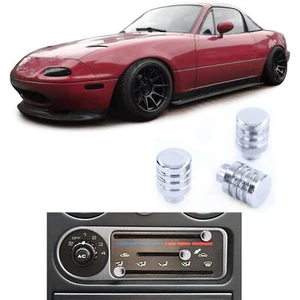 Heizung Lüftung Verstellknöpfe Chrom Set 3 Stück passend für Mazda MX5 NA 89-98 - Picture 1 of 7