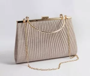 Dressy Glitter Clutch Bag. For Party, Weddings, Dinner, Prom. Pleated Style - Picture 1 of 6