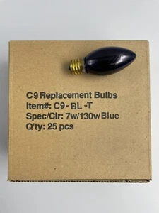 25 Pack - C9 - 7W - Blue Incandescent Lamp Bulb - Picture 1 of 2